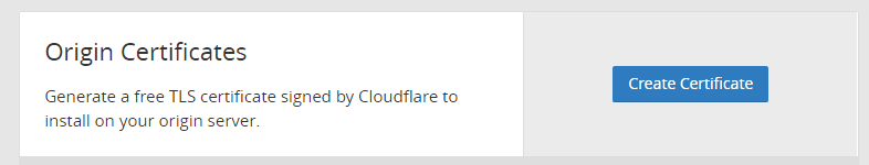 Botón de añadir Certificados de origen en Cloudflare