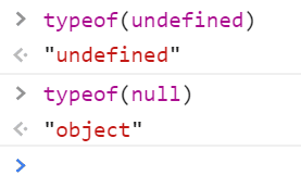 los resultados de typeof con undefined y null