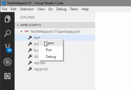 Acceso visual a tareas de npm desde Visual Studio Code