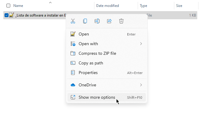 Windows 11: menu contextual antiguo en el explorador de archivos