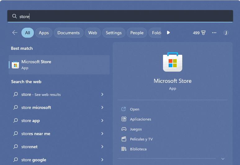 El icono de la tienda de Microsoft