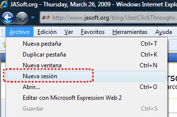 Crear nuevas sesiones en Internet Explorer 8