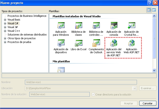 ¿Donde están los proyectos Web "clásicos" en el SP1 de VS2005?