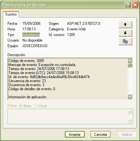 Monitorización automática de aplicaciones Web con ASP.NET 2.0 (yII)