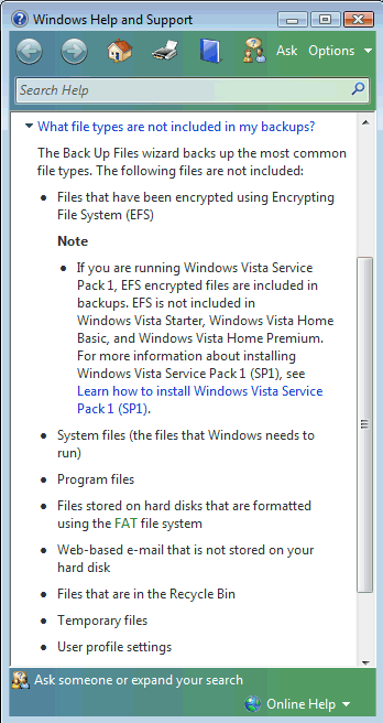 Instalar el sistema de BackUp de XP o Windows 2003 Server en Vista